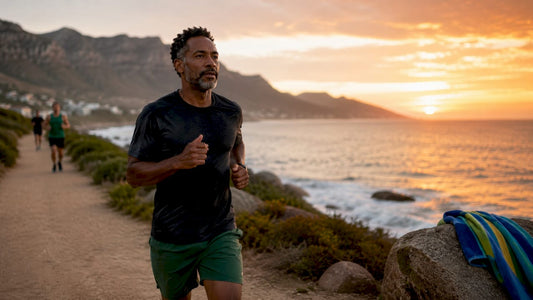 Man jogging outdoors for natural erection strength