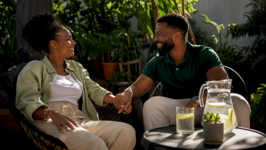 Couple sharing intimate moment at home