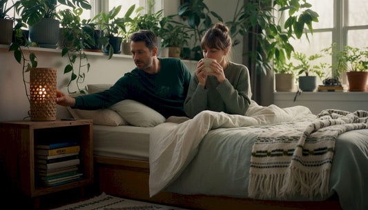 Couple creating natural intimacy in bedroom