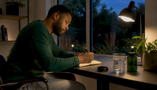 Man journaling about sleep and sexual health